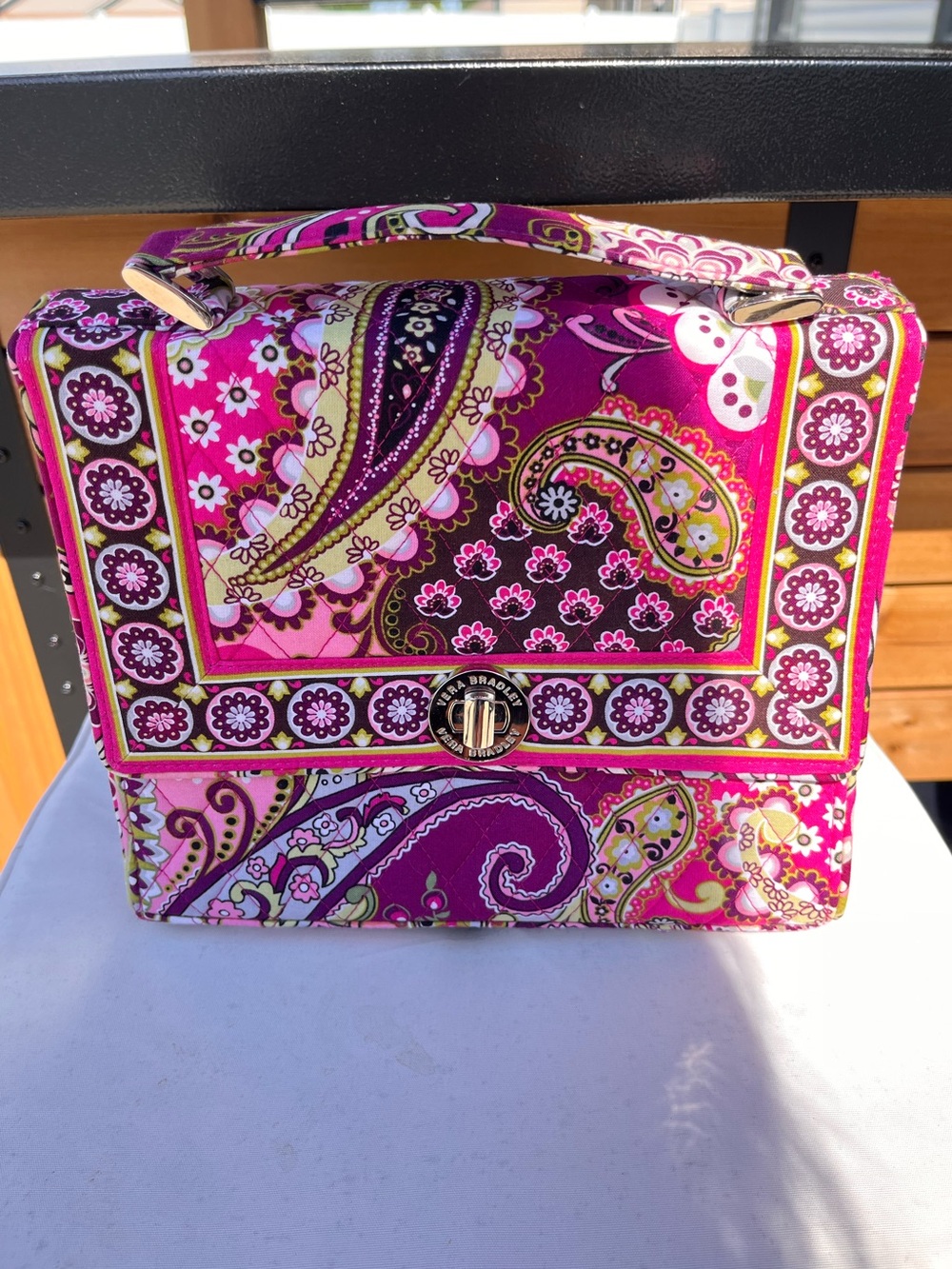 Vera Bradley Pink Paisley Quilted Satchel Crossbody Purse